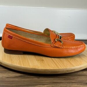 Marc Joseph New York Loafers Womens 8 Orange Leather Horsebit Excellent Driving